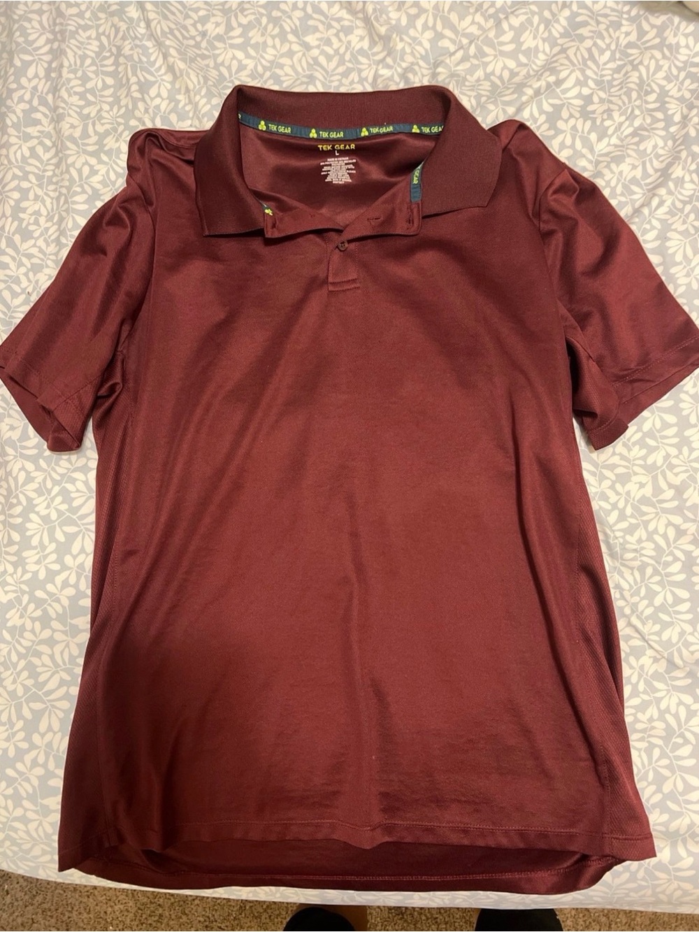 Tek Gear men’s' Maroon Performance Polo Large